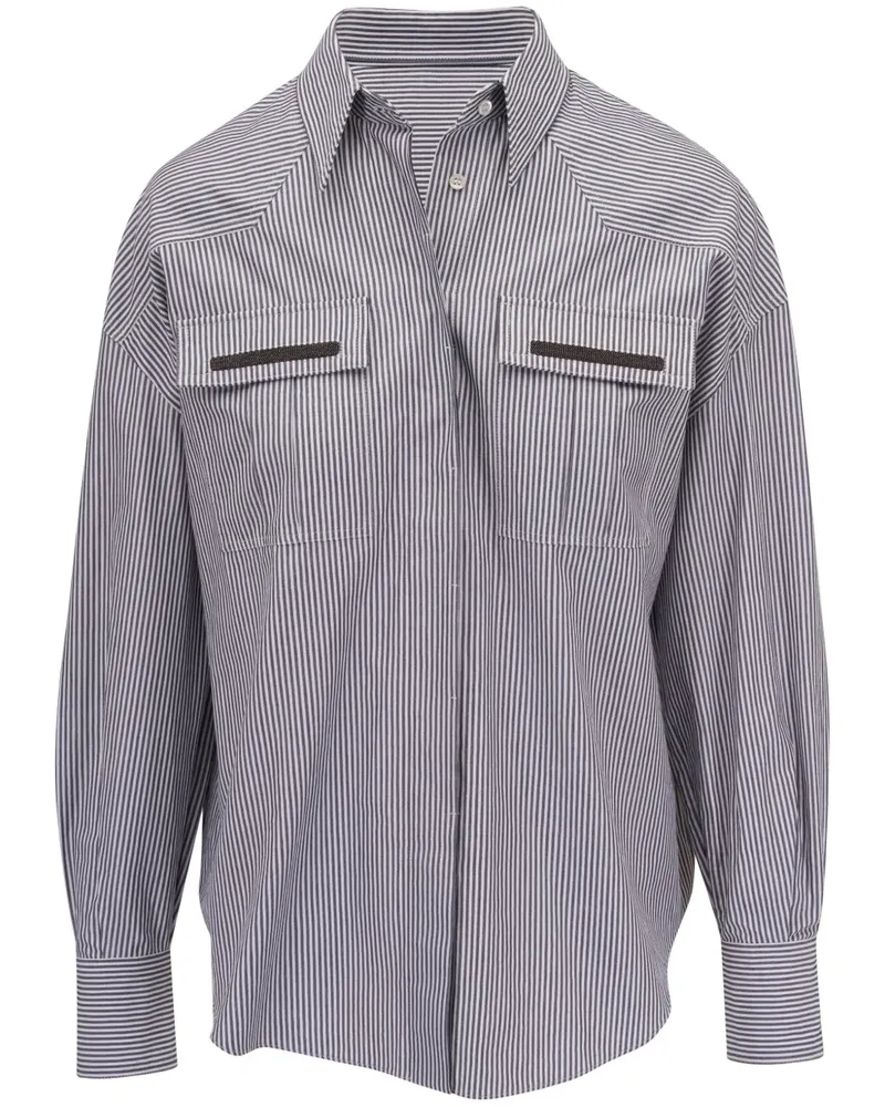 Brunello Cucinelli Gestreiftes Hemd - Grau Grau