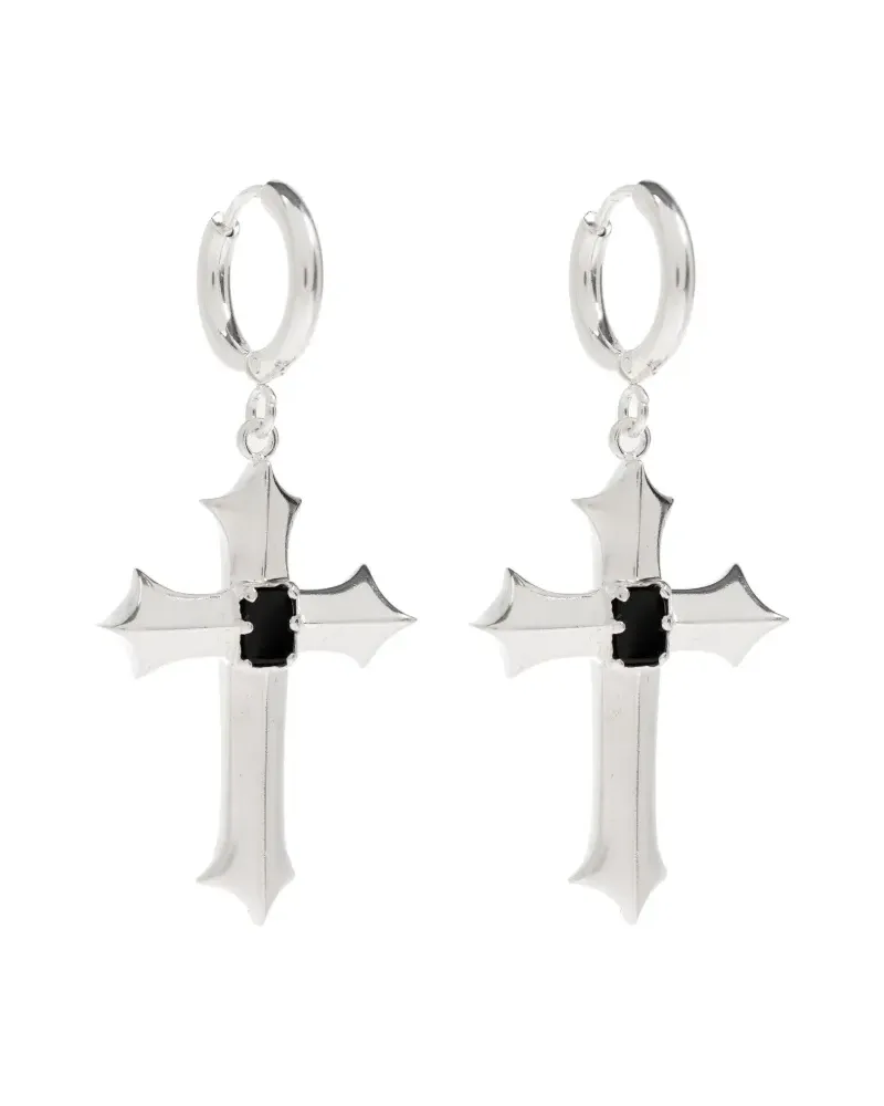 MISBHV cross-pendant hoop earrings - Silber Silber