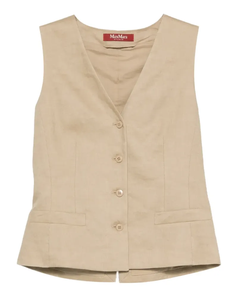 Max Mara Carnet V-neck button-up waistcoat - Nude Nude
