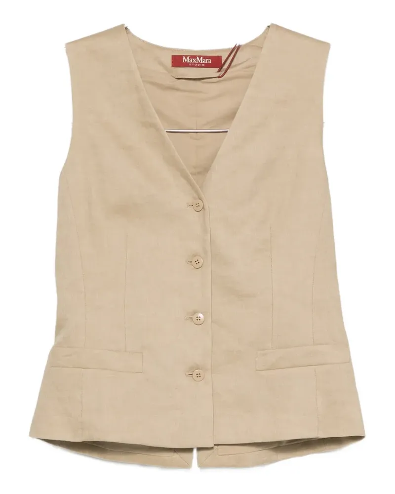 Max Mara Carnet V-neck button-up waistcoat - Nude Nude