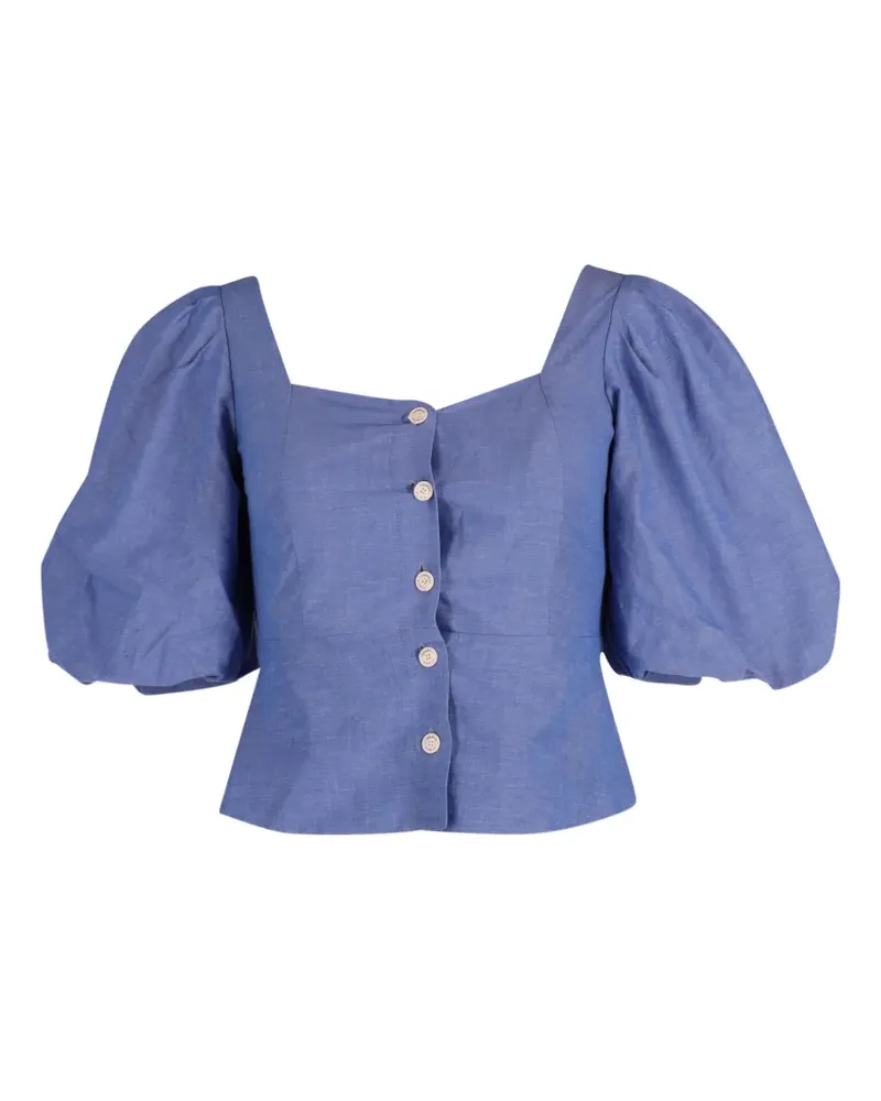 Sandro puffed-sleeve top - Blau Blau