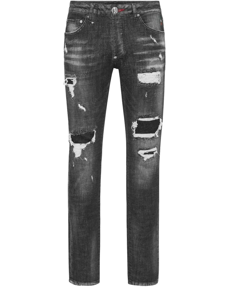 Philipp Plein Jeans im Distressed-Look - Schwarz Schwarz