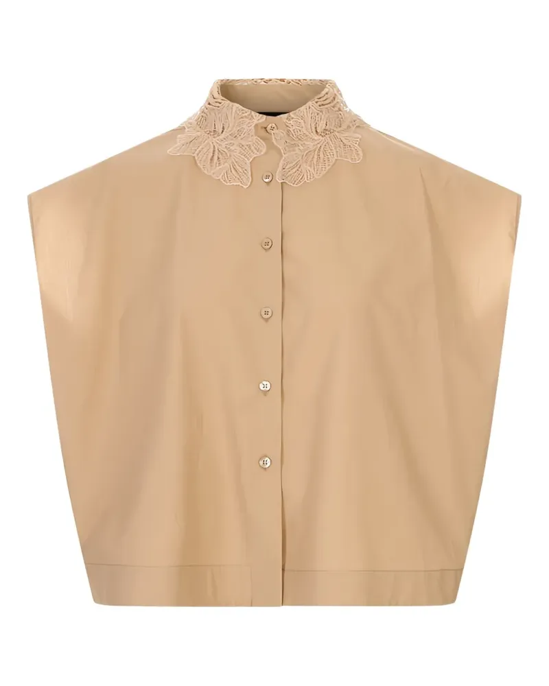 Fabiana Filippi lace-collar sleeveless blouse - Nude Nude