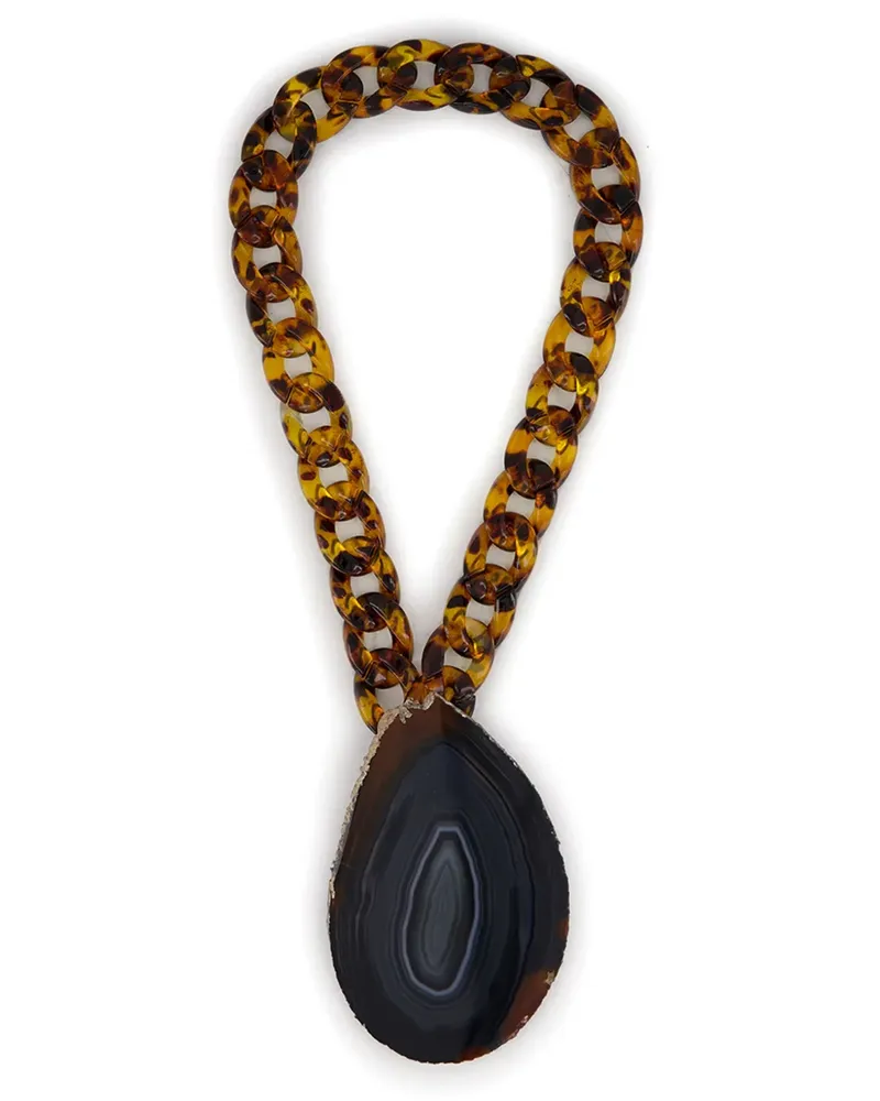 PAULA Halskette mit Achat - Schwarz Schwarz