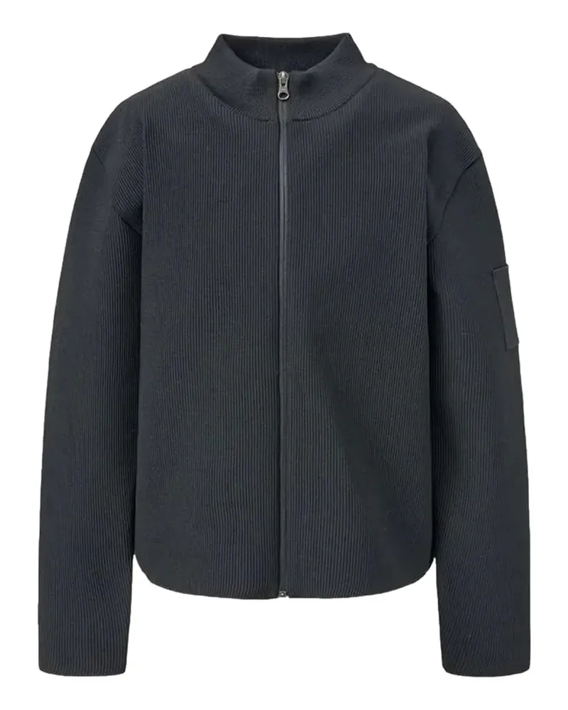 AMOMENTO Gerippte Jacke mit Stehkragen - Schwarz Schwarz