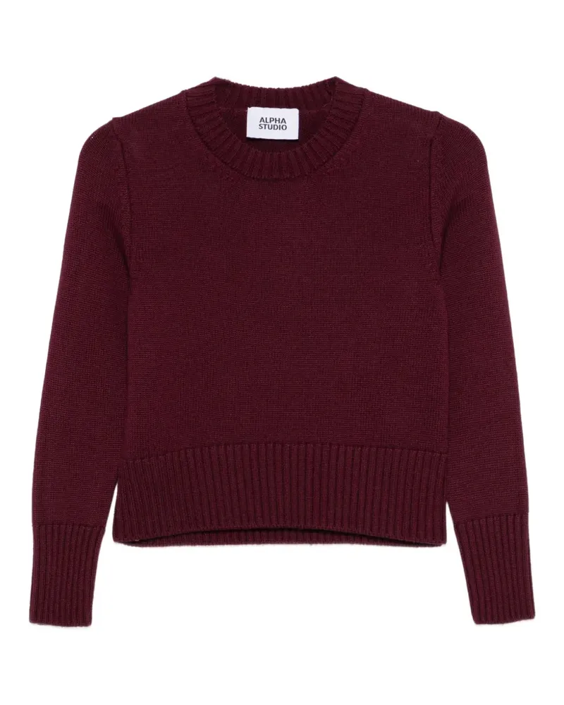 Alpha Studio Gerippter Strickpullover - Rot Rot
