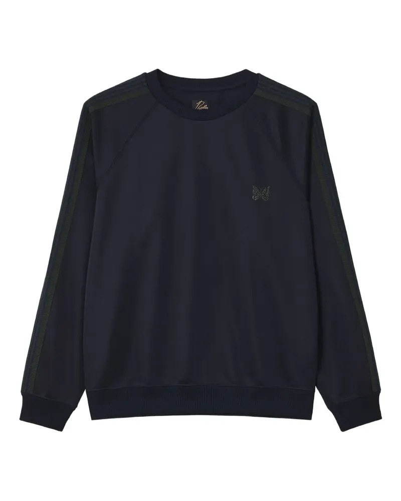 NEEDLES butterfly-embroidered side-stripe sweatshirt - Blau Blau