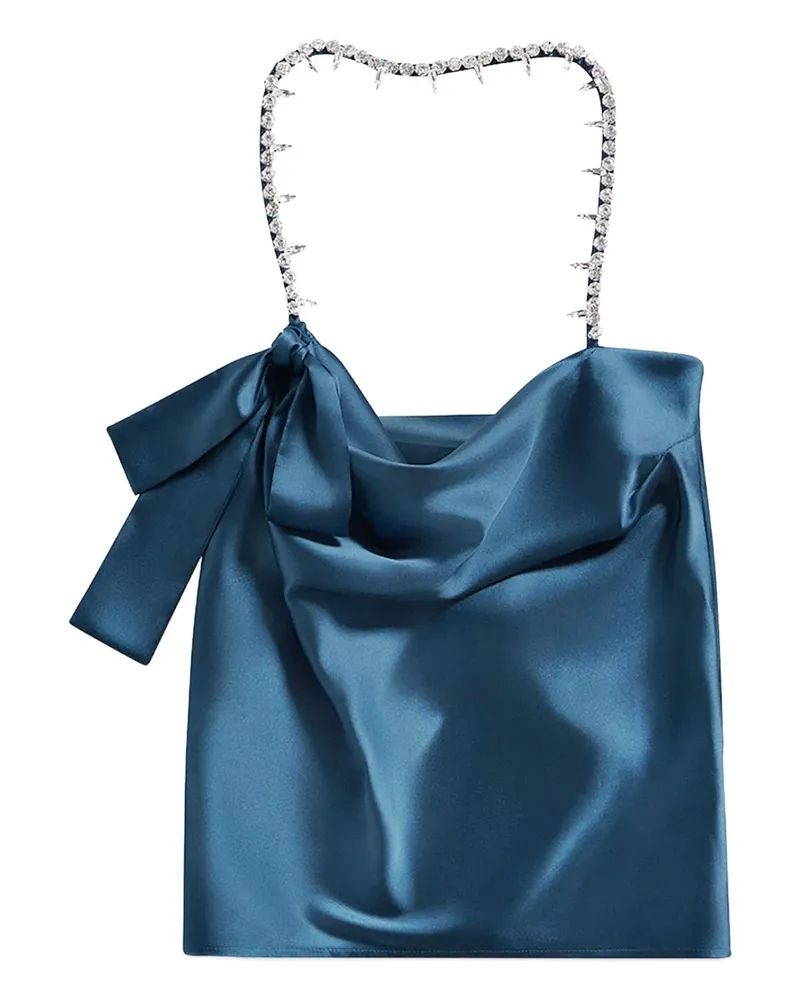 Area Satintop mit Kristallverzierung - Blau Blau