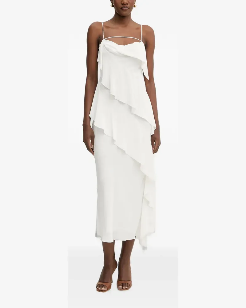 Patrizia Pepe ruffled asymmetric midi dress - Weiß Weiß