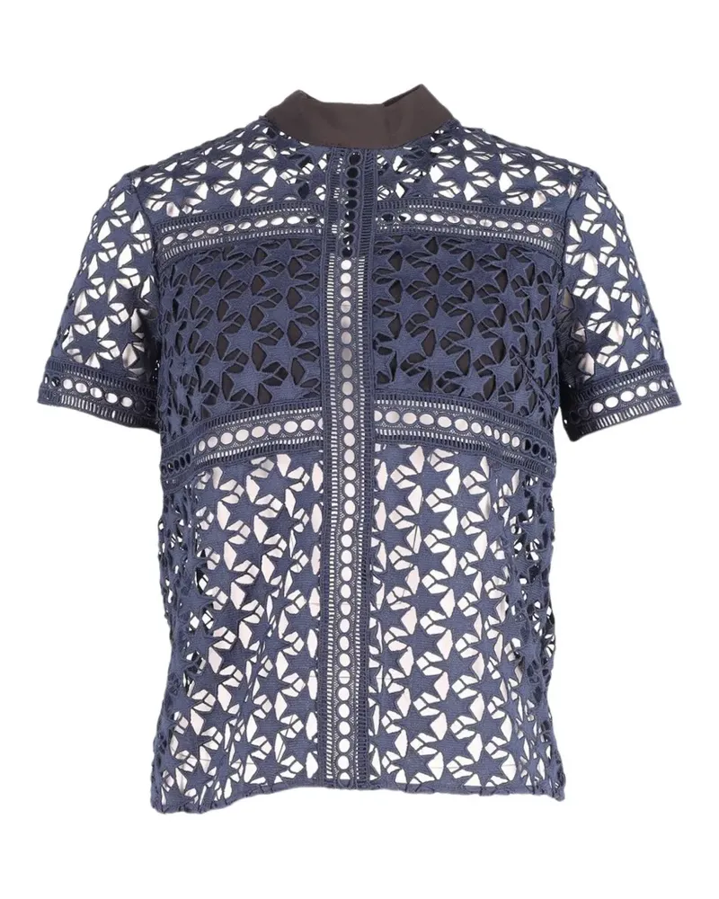 Self-Portrait star-pattern sheer top - Blau Blau