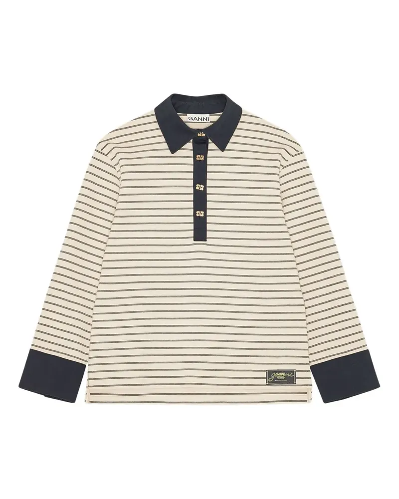 Ganni Gestreiftes Poloshirt - Nude Nude