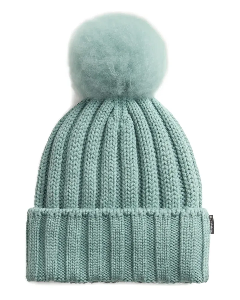 Woolrich Gerippte Bommelmütze - Blau Blau