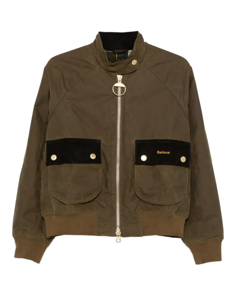 Barbour Jacke mit Cordbesatz und Reißverschluss - Grün Grün