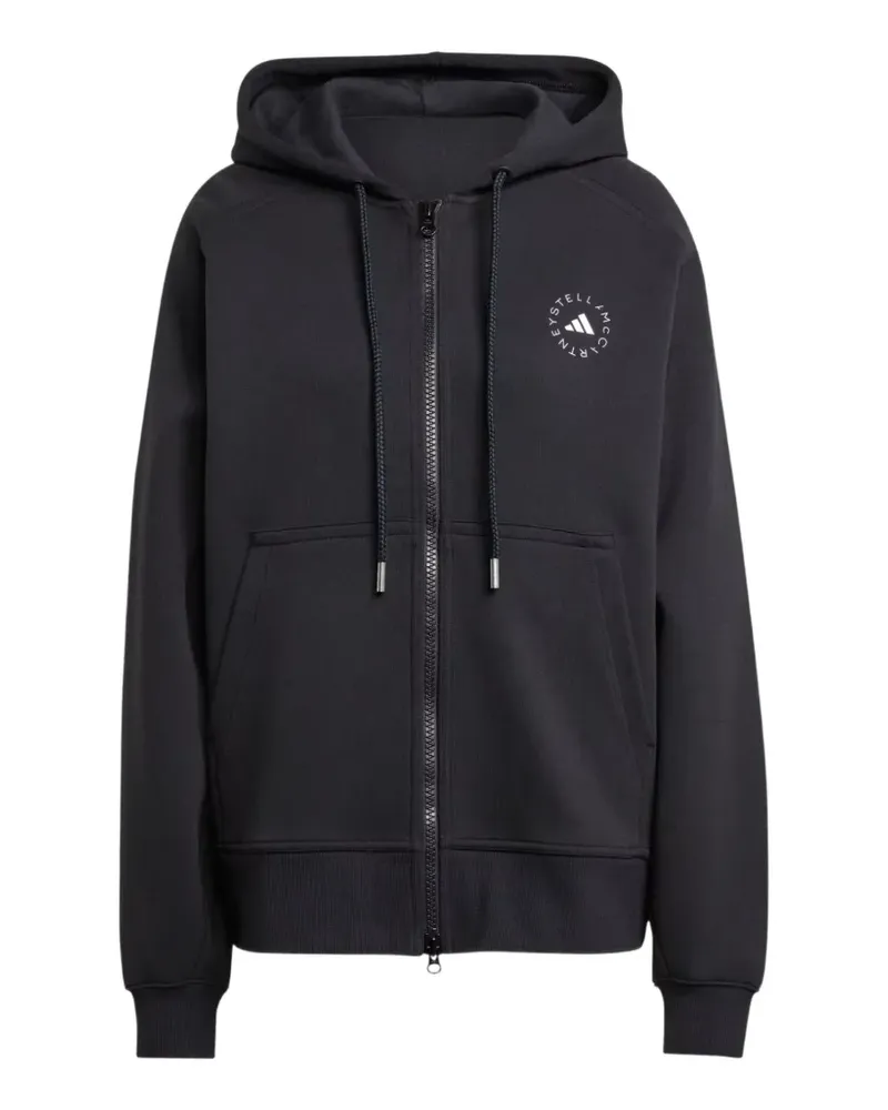 adidas logo-print zip-up hoodie - Schwarz Schwarz