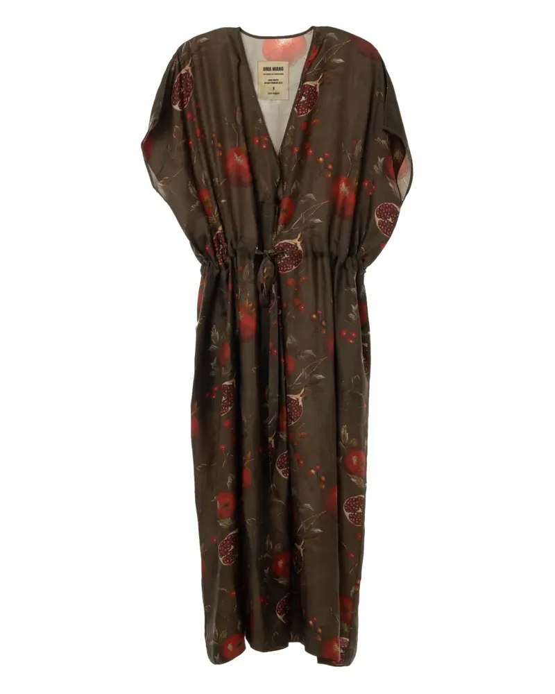 Uma Wang Kordelzug-Kleid mit Granatapfel-Print - Braun Braun