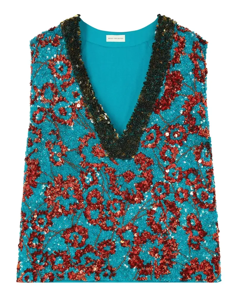 Dries van Noten Besticktes Top - Blau Blau
