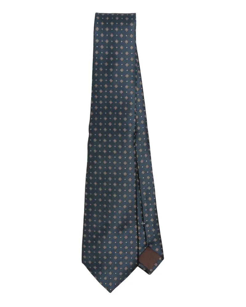 Canali Geometrisch gemusterte Seidenkrawatte - Blau Blau