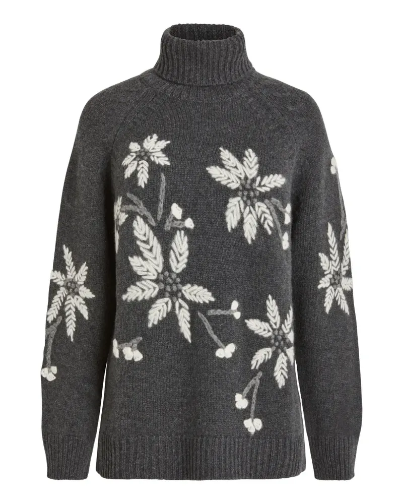 P.A.R.O.S.H. P.A.R.O H. floral-embroidered turtleneck sweater - Grau Grau