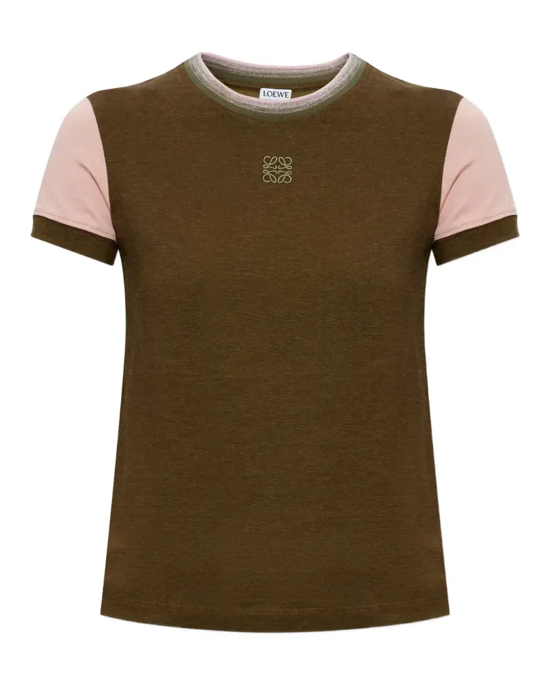 Loewe Besticktes T-Shirt in Colour-Block-Optik - Grün Grün