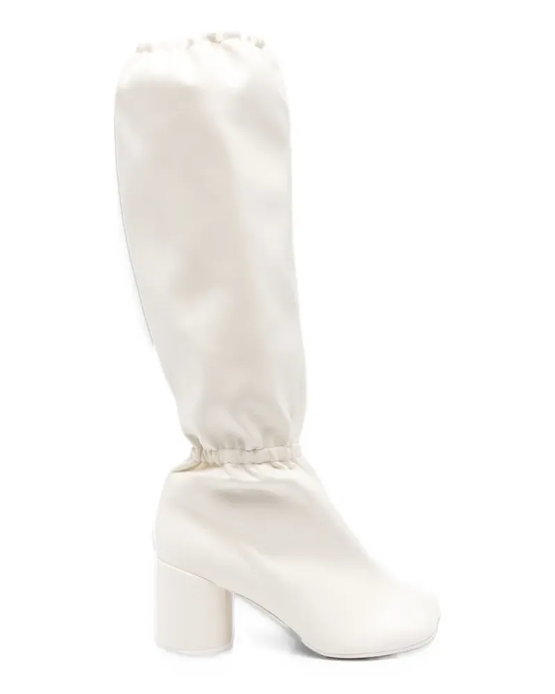Maison Margiela ruched-detail knee-high boots - Weiß Weiß
