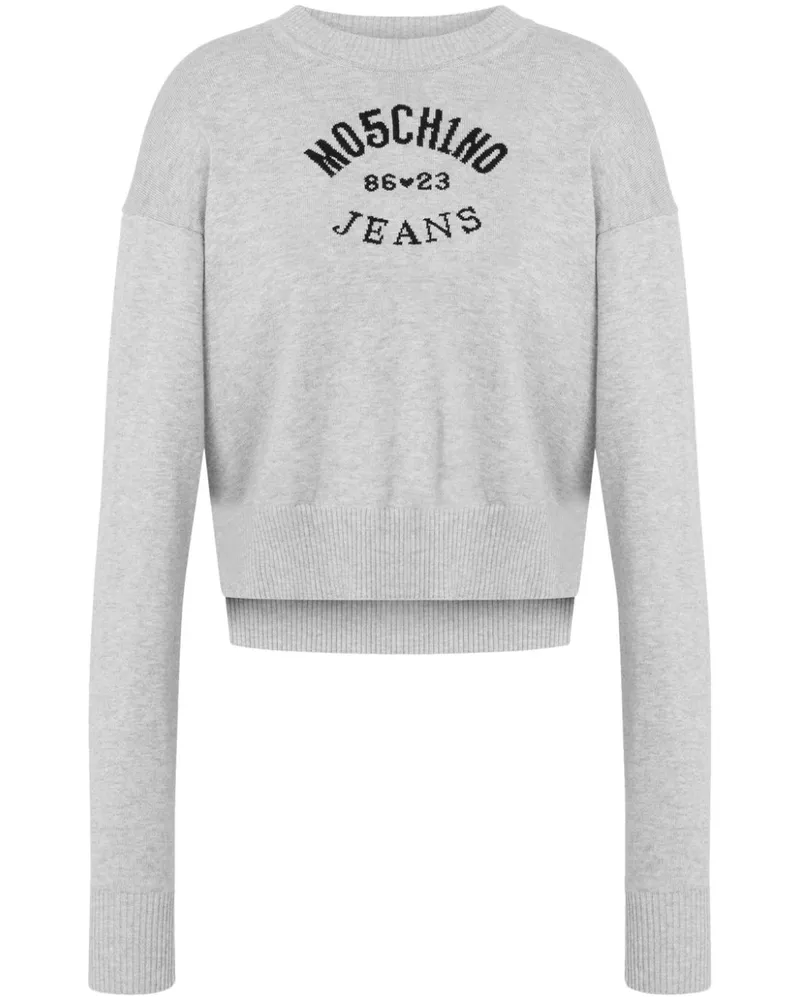 Moschino Pullover mit Intarsien-Logo - Grau Grau
