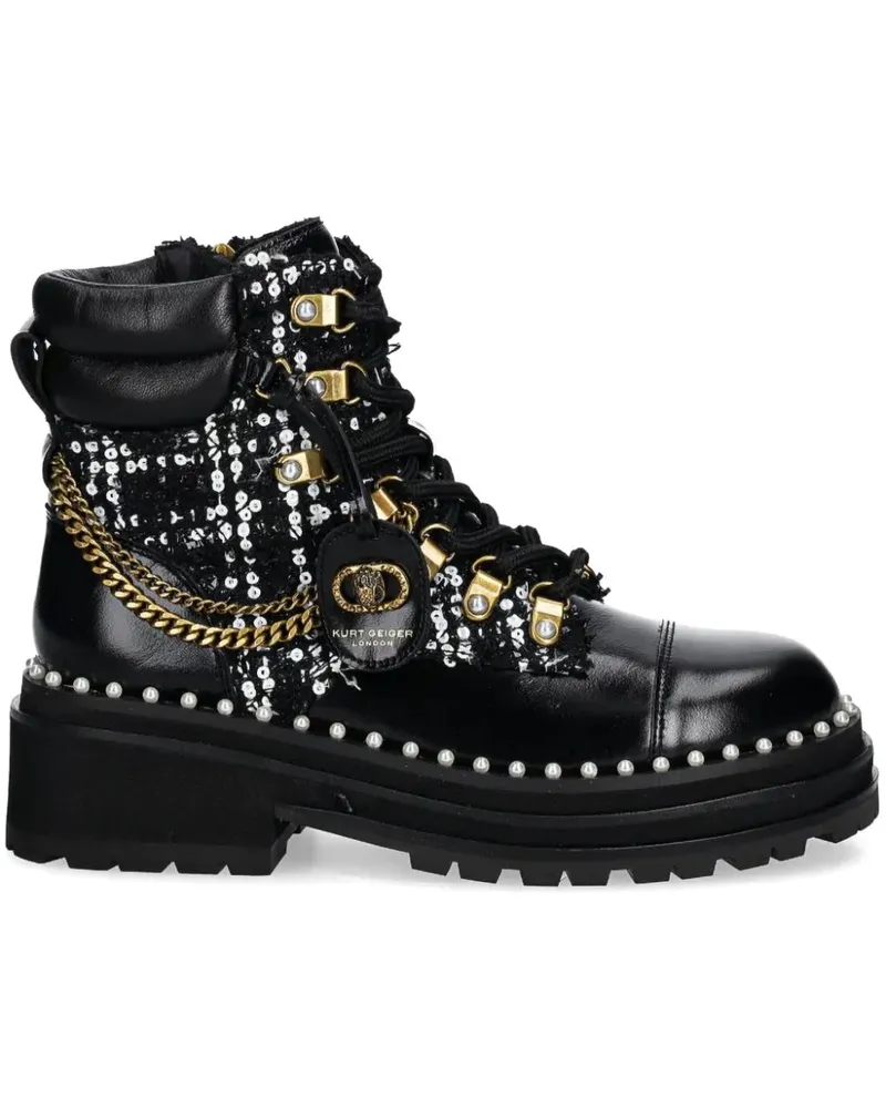 Kurt Geiger Chelsea Combat Stiefel 55mm - Schwarz Schwarz