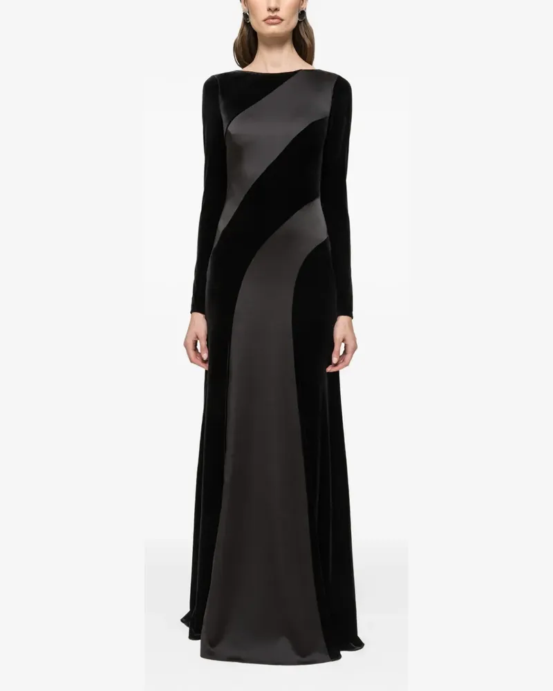 NISSA Maxikleid aus Samt und Satin - Schwarz Schwarz