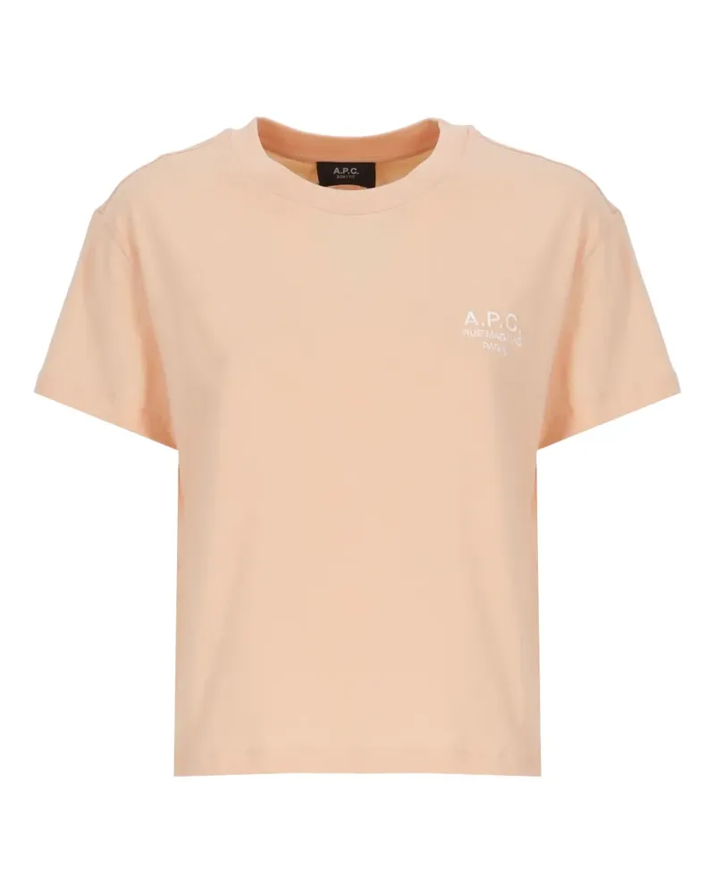 A.P.C. T-Shirt mit Logo-Stickerei - Orange Orange