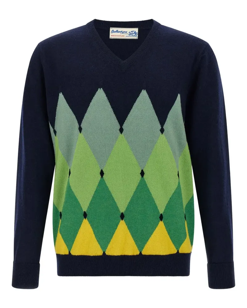 Ballantyne Kaschmirpullover mit Argyle-Muster - Blau Blau