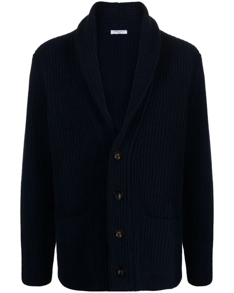 Boglioli Gerippter Cardigan mit Knöpfen - Blau Blau