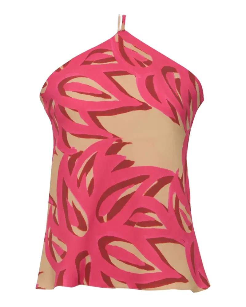 THEMIS Z Ismene Sabra Neckholder-Bluse mit Blatt-Print - Nude Nude