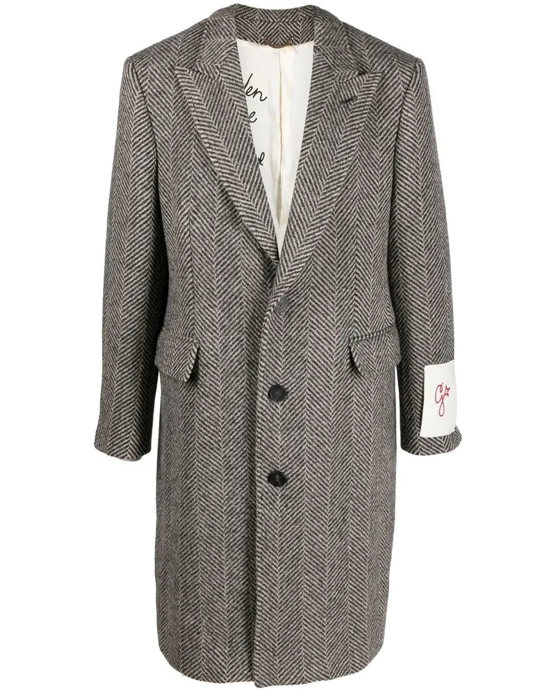 Golden Goose Einreihiger Mantel mit Logo-Patch - Grau Grau