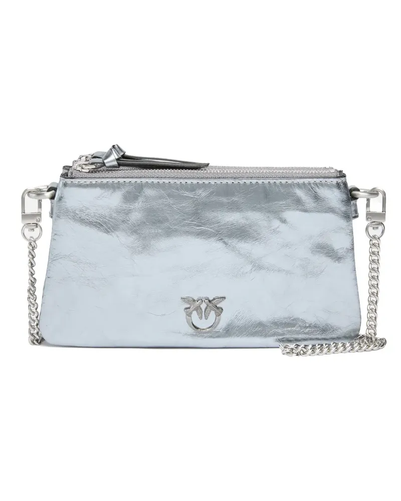 Pinko Umhängetasche im Metallic-Look mit doppeltem Reißverschluss - Blau Blau