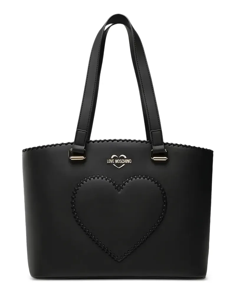Moschino Überwendlingsstich-Tote Bag mit Herzmotiv - Schwarz Schwarz