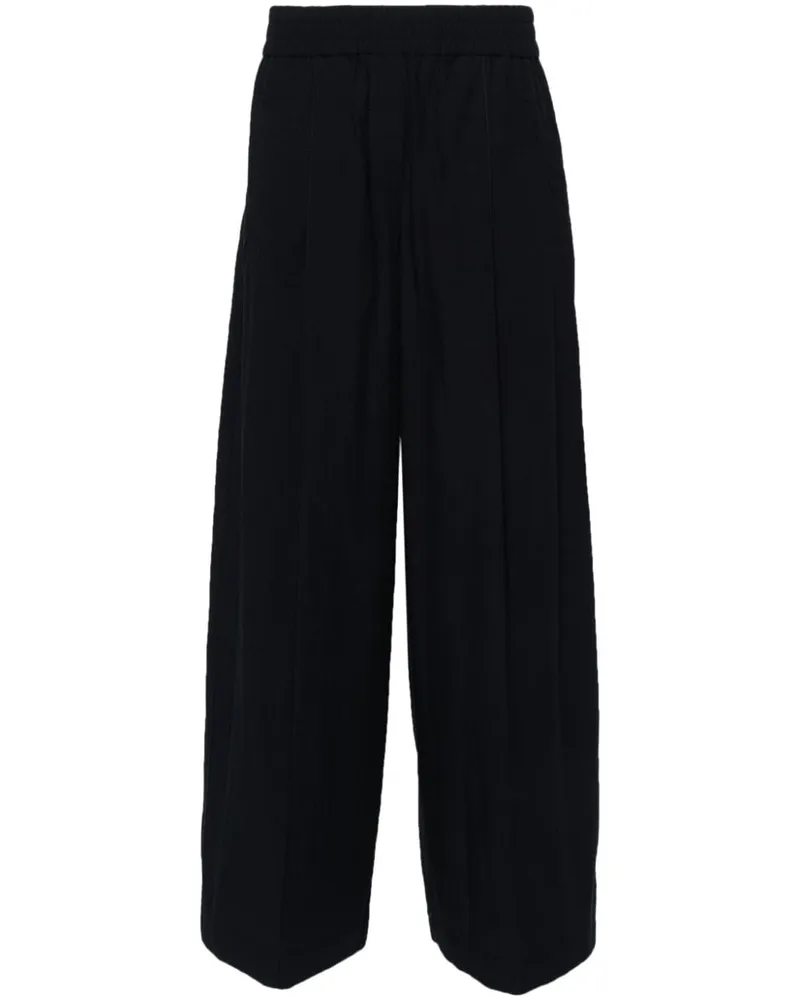 Brunello Cucinelli Hose mit weitem Bein aus Popeline - Blau Blau