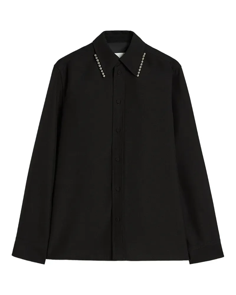 Jil Sander Hemd mit perlenverziertem Kragen - Schwarz Schwarz