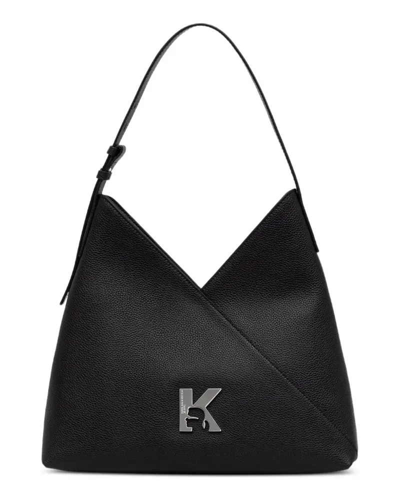 Karl Lagerfeld logo-plaque pebbled-texture tote bag - Schwarz Schwarz
