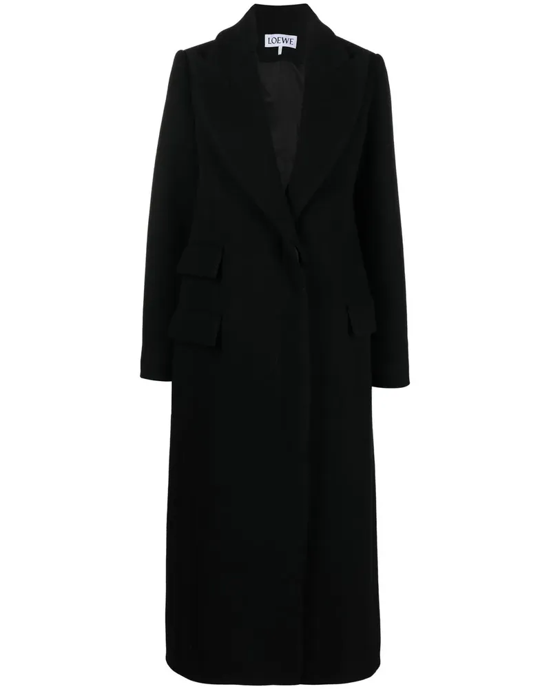 Loewe Einreihiger Wollmantel - Schwarz Schwarz