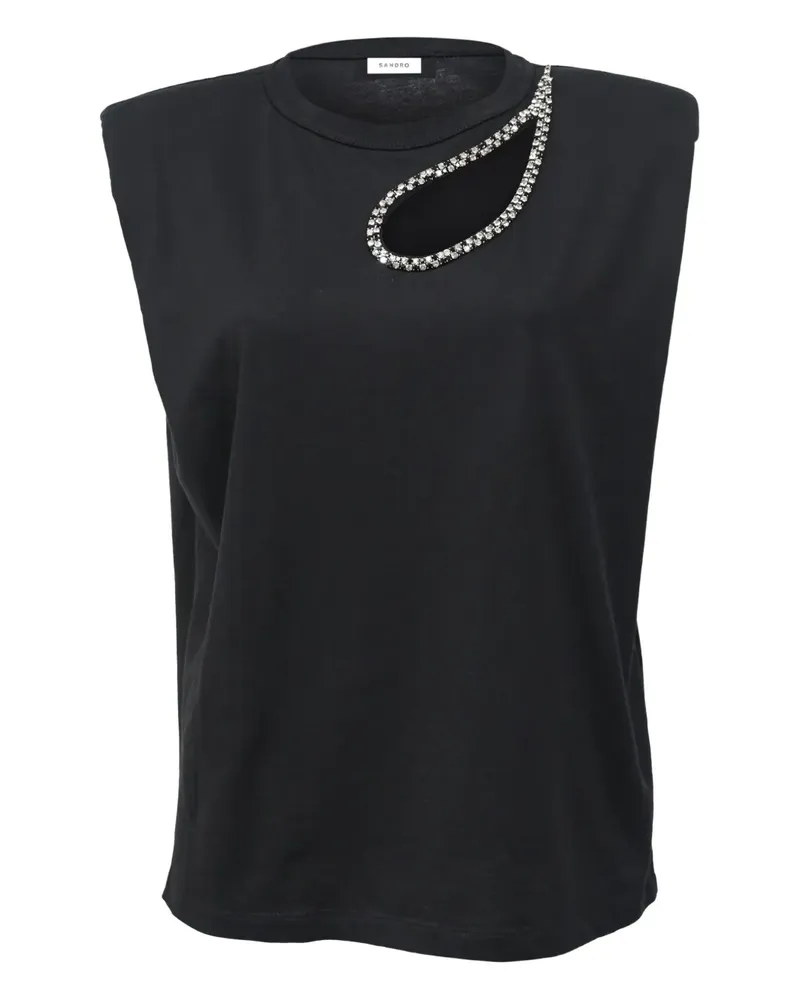Sandro T-Shirt mit Strass - Schwarz Schwarz