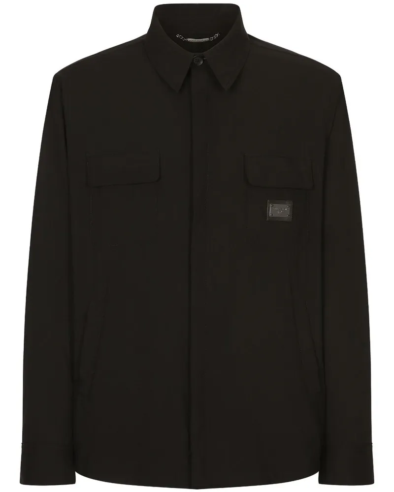 Dolce & Gabbana Hemd mit Logo-Schild - Schwarz Schwarz