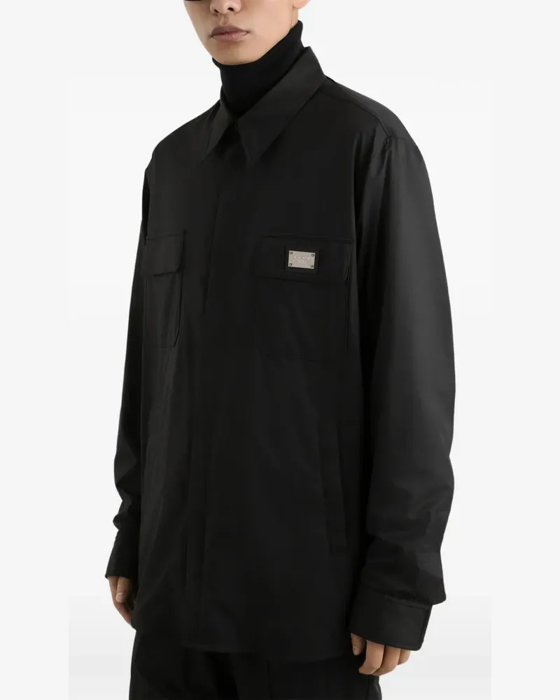 Dolce & Gabbana Hemd mit Logo-Schild - Schwarz Schwarz