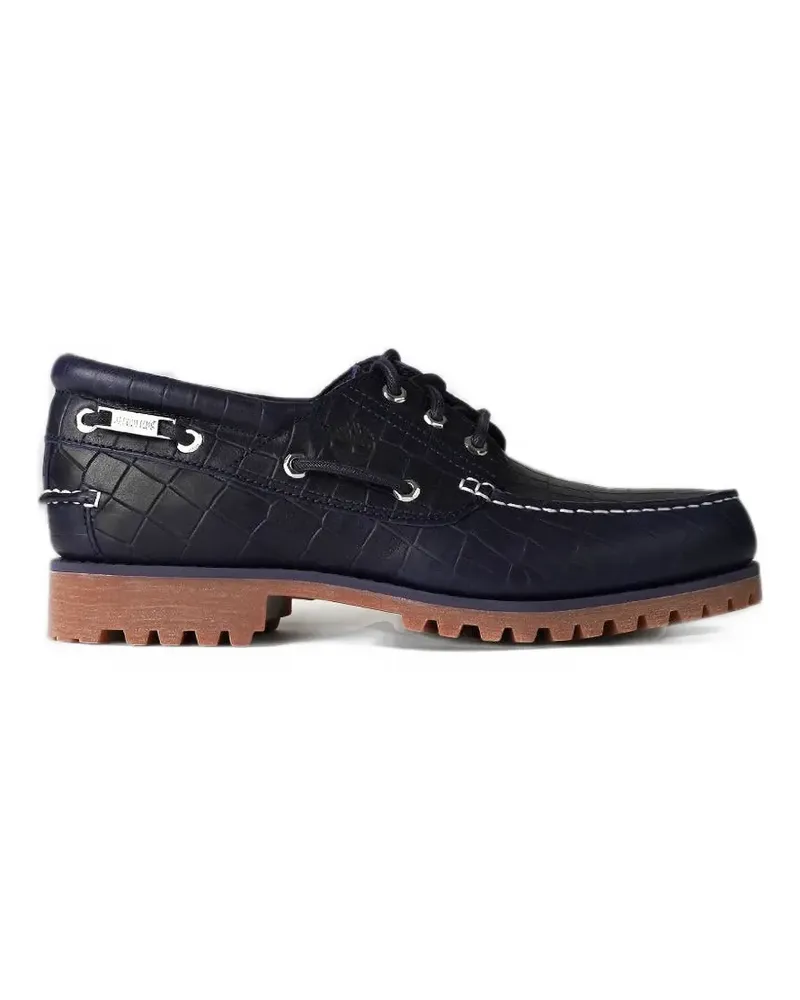 Timberland x Jacquemus crocodile-effect boat shoes - Blau Blau