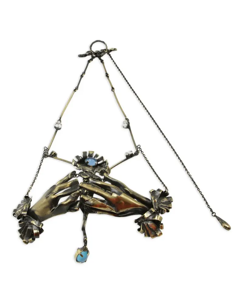 Valentino Garavani hands-detail crystal-embellishment chocker necklaces - Gold Gold