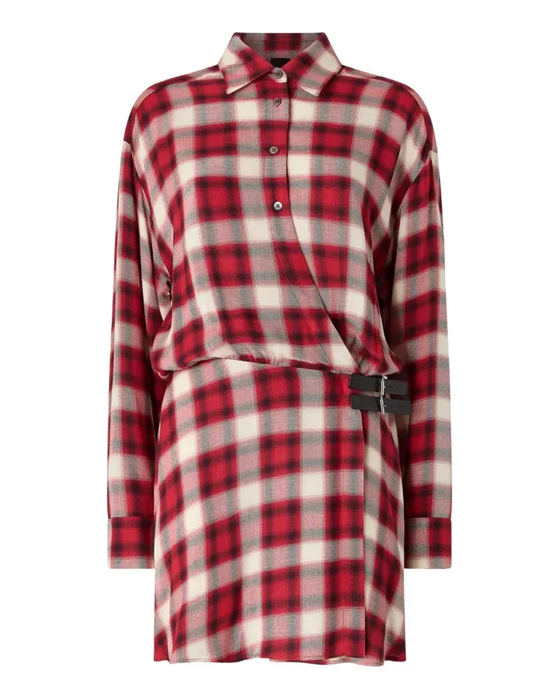 Pinko check buckle-detail shirt dress - Rot Rot