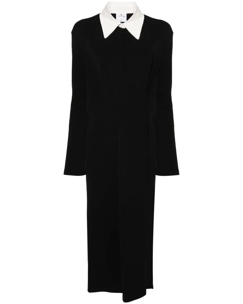 Courrèges Maxikleid mit Poloshirtkragen - Schwarz Schwarz