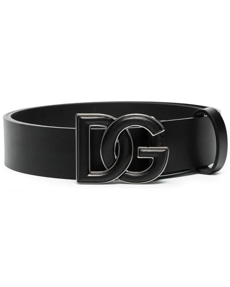 Dolce & Gabbana Gürtel mit DG-Schild - Schwarz Schwarz