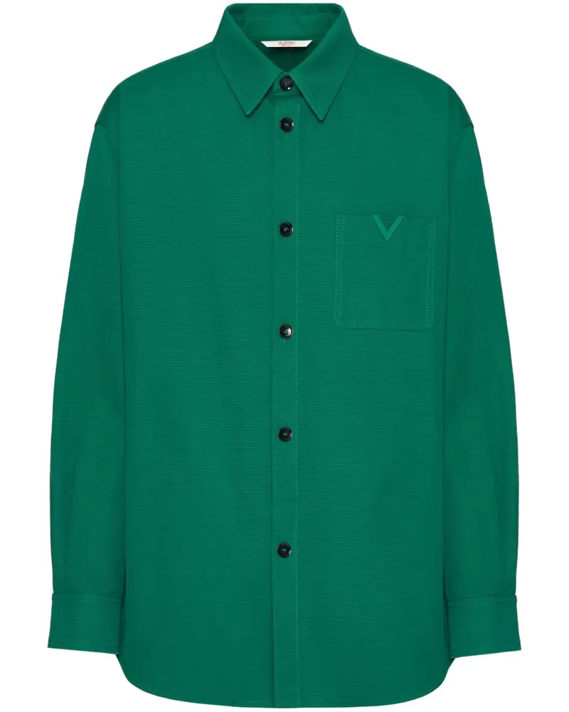 Valentino Garavani Canvas-Hemdjacke mit V-Detail - Grün Grün