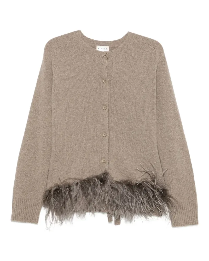 P.A.R.O.S.H. P.A.R.O H. Lestat feather-trim tied-back cardigan - Nude Nude