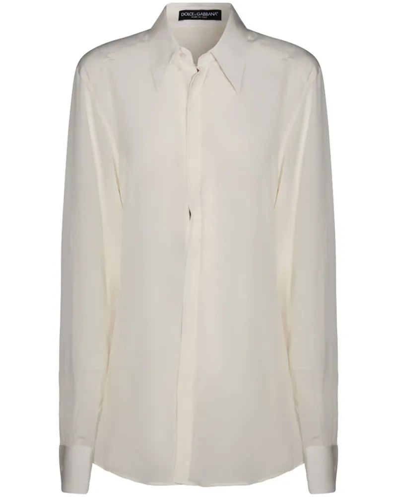 Dolce & Gabbana Seidenhemd mit verdecktem Verschluss - Nude Nude