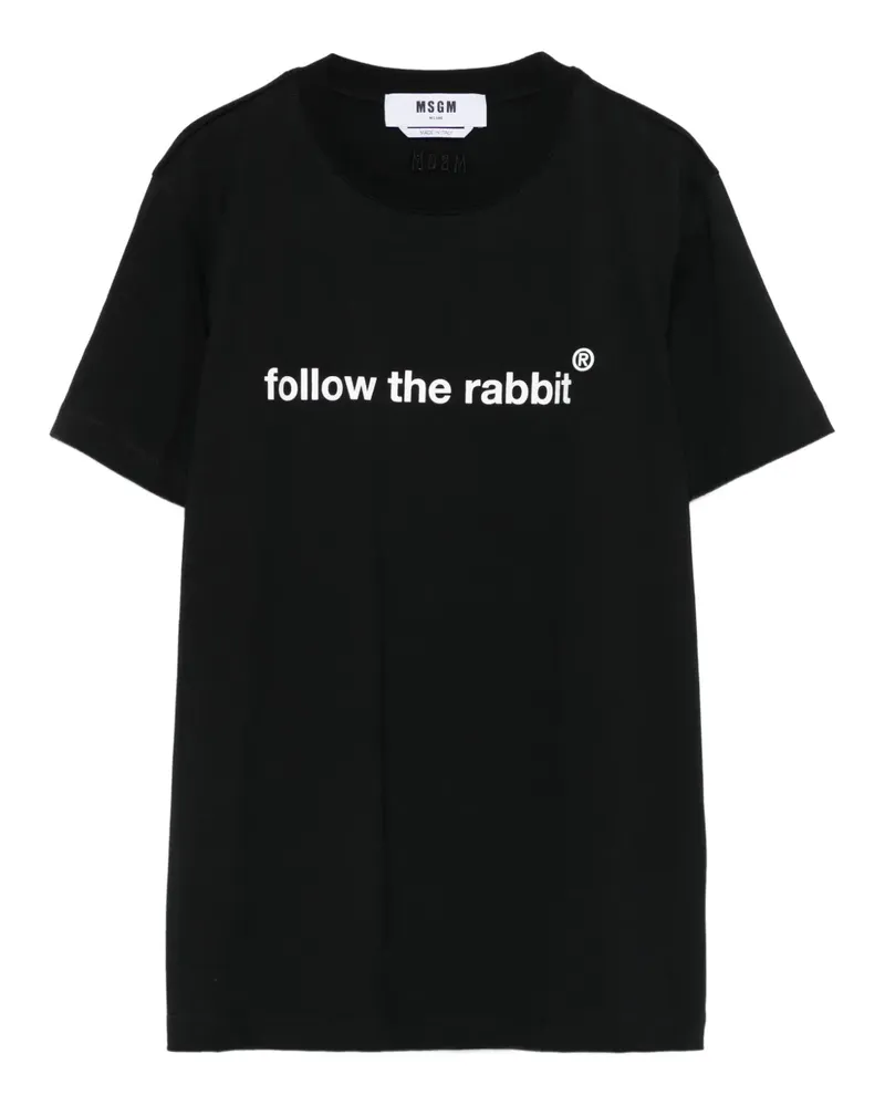 MSGM T-Shirt mit Hasen-Print - Schwarz Schwarz